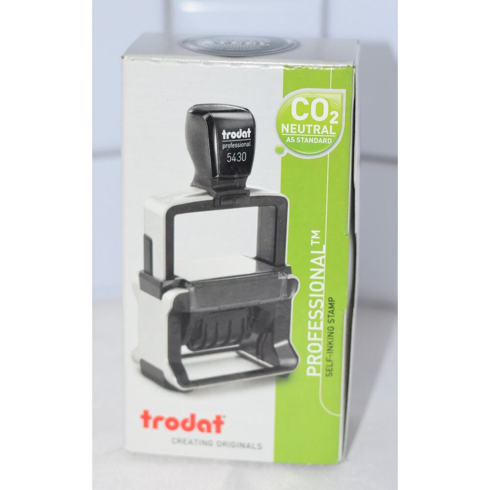 Trodat T5444 Self-Inking 5440/4L Professional 5-in-1 Date Stamp - Blue/Red New